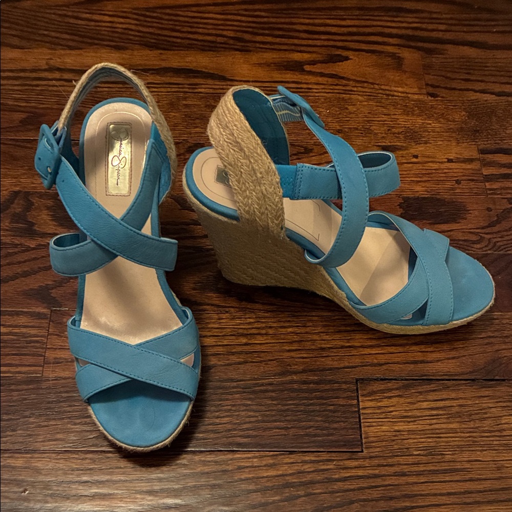 Jessica Simpson Light Blue Wedge Sandals